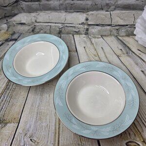 Homer Laughlin Romance Turquoise-Eggshell Cavalier Set of Two Appx 6 Fruit Bowls